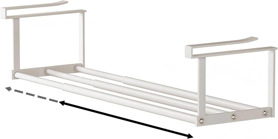 Stainless Steel Expandable Shoe Rack Organizer for Closet  16 to 30 Inch Adjustable, Retractable Hanging Cabinet Storage Shelf  Space-Saving Storage for Under Shelf, Closet, or Cabinet (White)