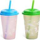 4 Pack Manna Kids Reusable Color Changing Tumbler Set (354 ml 12 oz) NO STRAWS Multicolor