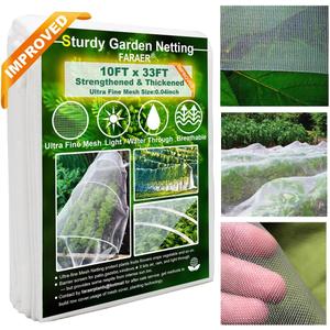 Garden Pest Barrier Netting, Thickened Mesh Net Bugs Out Plant Covers 10x33Ft Ultra Fine Protection Netting for Vegetable Plants Fruit Flowers Greenhouse Row Cover Raised Bed Insect Barrier Screen Net (White)