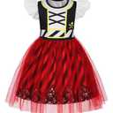 HenzWorld Pirate Dress for Girls Kids Pirate Costume Halloween Carnival Christmas Buccaneer Dressing Up Outfits Birthday Party Cosplay Dresses Age 5T 6X