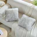 FUTEI Black White Decorative Throw Pillow Covers 26x26 Inch Set of 2,Soft Fluffy Faux Fox Fur Textured Euro Pillow Shams,Modern Home Decor for Couch Living Room