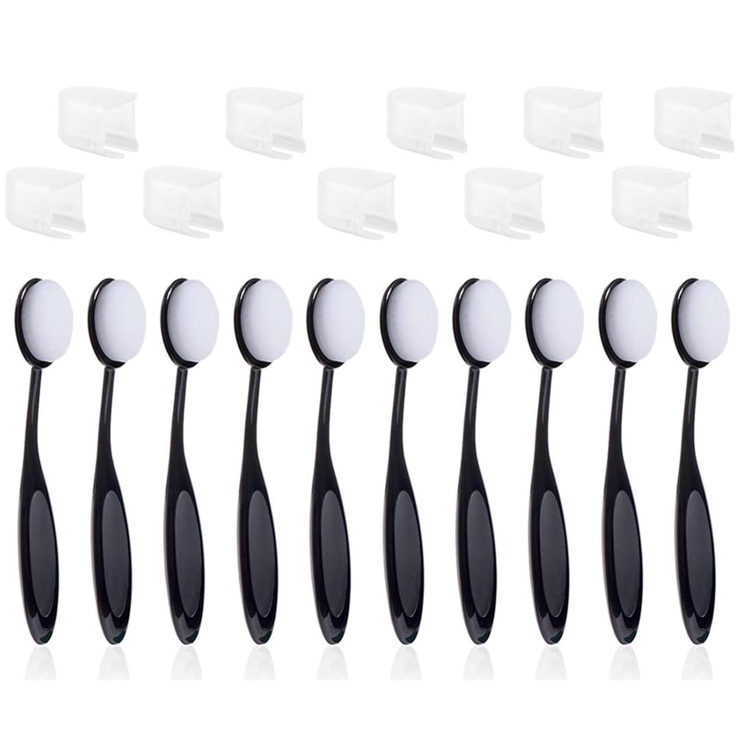 UNIMEIX 10 Pcs Craft Ink Blending Brushes with Covers Card Making Supplies Blender Brush for Card MakingSize 4, 0.82" Brush Head (Black)
