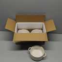 LE TAUCI Soup Bowls with Handles, 20 oz French Onion Soup Crocks, Stackable Soup Bowl Oven Safe for Chili, Beef Stew, Embossment Ceramic Bowl Set - 5.4 Inch, Set of 3, Arctic White