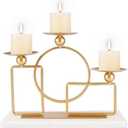 Gold Candle Holders for Pillar Candles with Marble Base 3 Arms Metal Candelabra Candle Holders Gold Home Decoration Elegant Candle Stand for Table Centerpieces,Fireplace,Anniversary