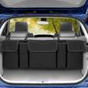 Car Organizer with 5 Large Storage Pockets, Backseat Hanging Trunk Organizer for SUV, Truck, Van, Sedan - Space Saving Expert (All Black)