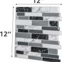 Art3d 10-Sheet Peel and Stick Kitchen Backsplash Tiles, 12"x12" Self-Adhesive Marble Grey Wall Tiles for Kitchen and Bathroom