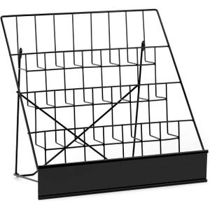 QWORK 4-Tiered Metal Book Display Stand  18.4 x 16.6 x 14.5, Book Signing Wire Rack, Space-Saving Tabletop Cd Display Countertop Magazine Rack for Picture Literature Brochure Library Classroom