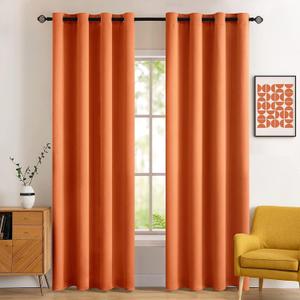 MIULEE 96" Long Room Darkening Curtains Thermal Insulated Drapes Solid Window Treatment Set Grommet Top Light Blocking Blackout Curtain for Fall Living Room/Bedroom 2 Panels Orange