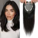 Hair Toppers for Women Real Human Hair 14 Inch No Bangs 65 Gram 100% Real Human Hair Toppers for Women with Thinning Hair 5x5 Hand-Tied Breathable Swiss Lace Base Blonde 3 Clips in Hair pieces, #NC