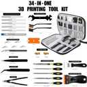 43Pcs 3D Printer Tools Kit, Complete 3D Printing Accessories & Maintenance Set for All FDM and SLA Printers | Includes Nozzle Cleaning Kit, Scrapers, Brushes, Wire Cutters, Engraving Knife, Files