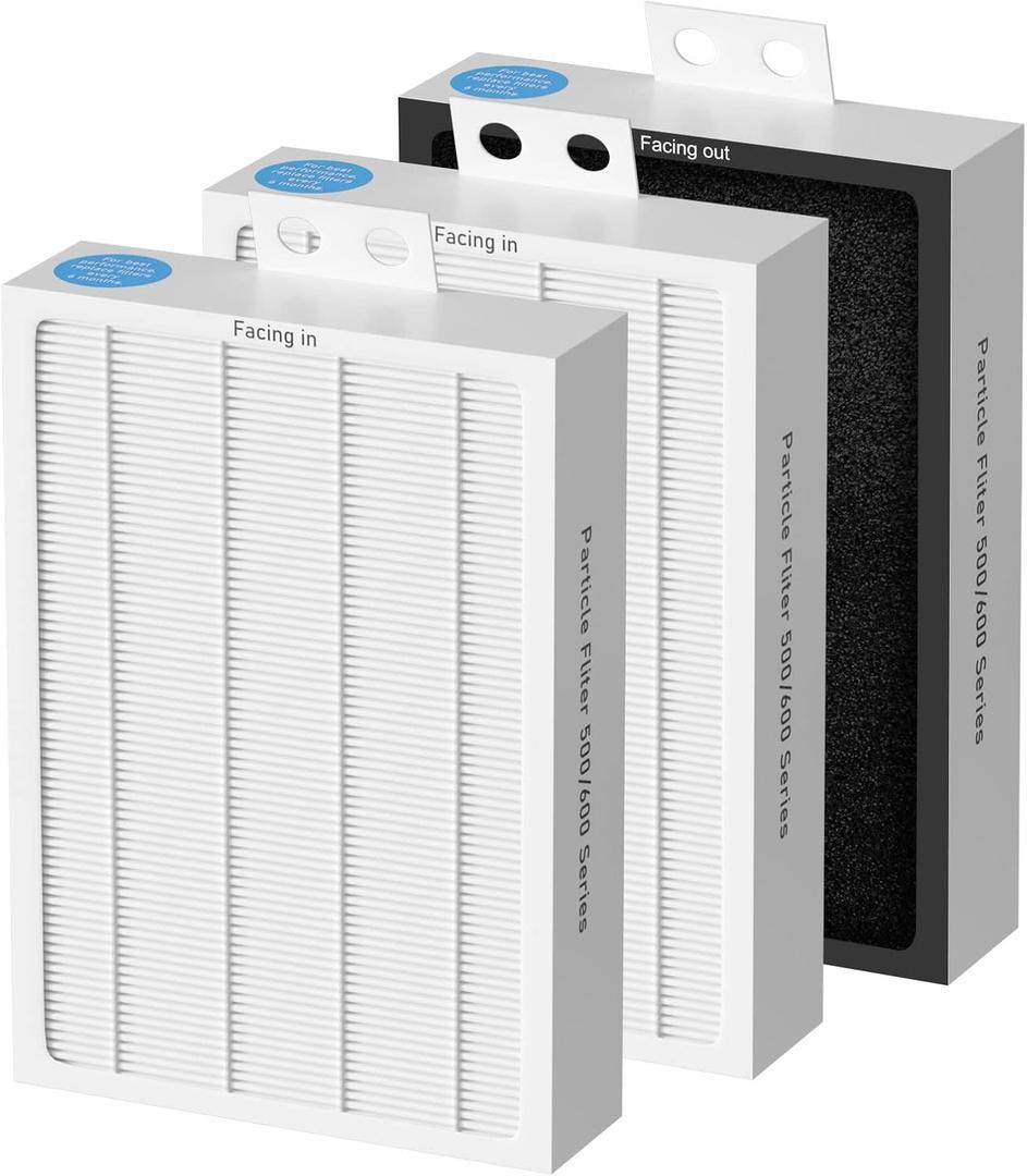 3-Pack Classic 500/600 Series HEPA Filter Replacement Compatible with Blueair Classic 500/600 Series Air Cleaner Purifiers 501 503 505 510 550E 555EB 601 603 605 650E Particle Filter