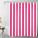 LB Hot Pink and White Striped Shower Curtain for Bathroom,Modern Abstract Vertical Stripe Fabric Shower Curtain with Hooks,Vintage Minimalist Bathroom Curtain Shower Set, 60" W x 72" L