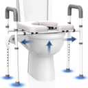 Raised Toilet Seat with Handles - 400lbs Width Adjustable Toilet Seat Riser for Seniors, Handicap and Disabled, Toilet Riser with Handles, Fit Any Toilets