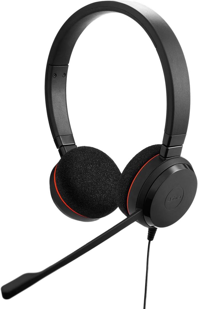 Jabra Evolve 20 Wired Headset (2025 Edition) - Dual-Ear Set for Office and Work from Home - Call Control - All Platforms - USB-C/A Connectivity - Black (Stereo)