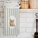 Poodle Golf Kitchen Towels, Poodle Gifts for Women, Golfer Gifts for Women, Sage Green Striped Golfing Dog Decoration Tea Towels Kitchen Hand Towels 16x24 Inch for Kitchen Bathroom Decor