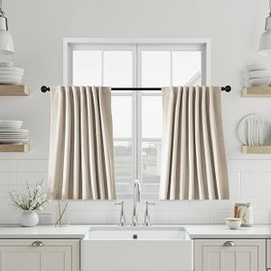 Blackout Curtains for Living Room 36 Inch Long Short Cafe Black Out Curtain for Bedroom Small Window Panels Back Tab Thermal Insulated 3ft Rod Pocket Drapes for Kids