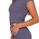 SAMPEEL Womens Two Piece Lounge Sets Casual Summer Outfits 2 Piece Short Matching Clothing Set (Purple, L)