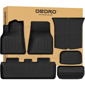 OEDRO Floor Mats Fits for Tesla Model Y 5-Seater 2025 2024-2020 Custom Fit All Weather TPE Automotive Interior Cargo Liners Trunk Mats Accessories for Model Y (NOT for Model Y Juniper) 6 Pcs Mats Set