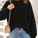 Casual Crew Neck Long Sleeve Pullover Ribbed Knit Loose Fit Sweaters, Size Medium 