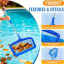Pool Skimmer Net with 9.4FT Pole, 7-Section Adjustable Pole (41.5" to 113.2"), Tear Resistant Net for Commercial Deep Pool, Hot Tub, Spa & Residential In-Ground/Above-Ground Pool