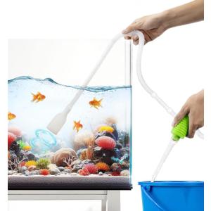 Luigi's Fish Tank Cleaner - Turtle Tank Accessories - Gravel Vacuum for Aquarium - Hand Siphon Hose to Remove and Change Water or Sand in Minutes - Aquarium Cleaning Tools