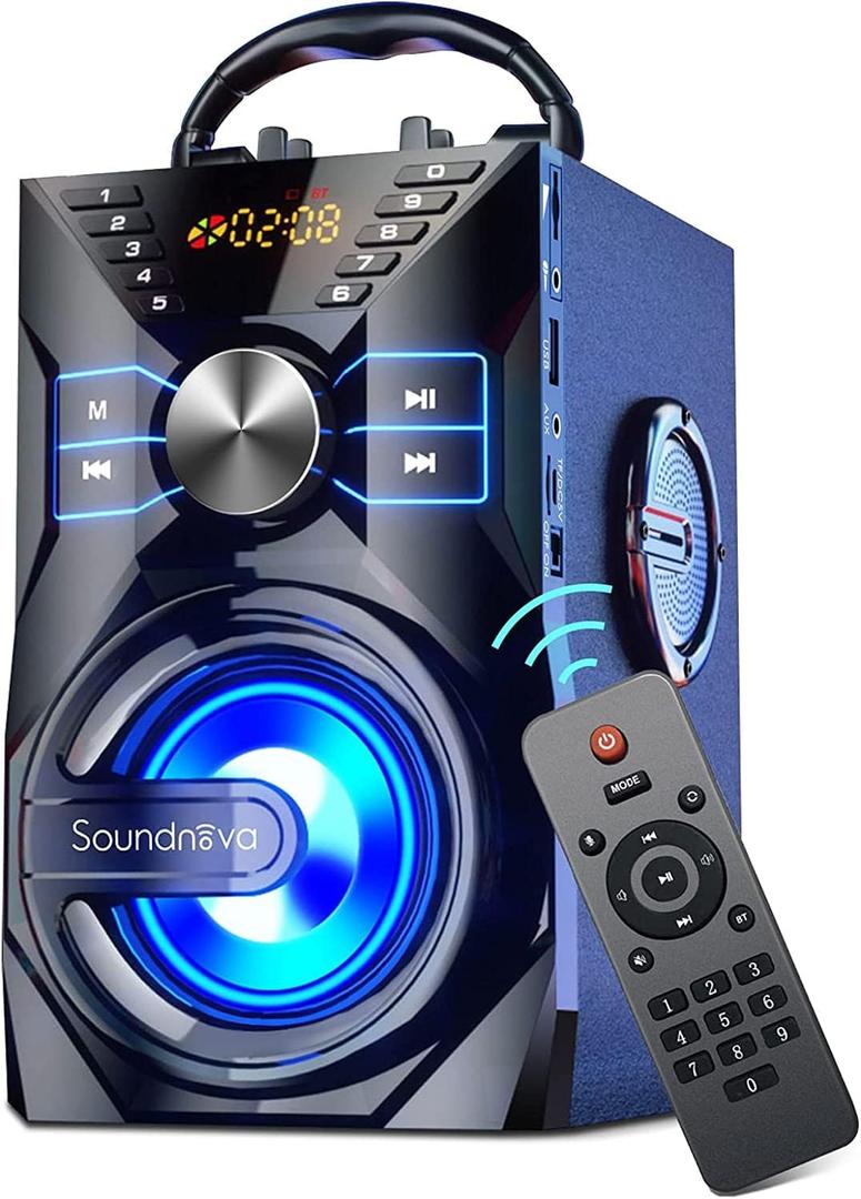 35W(50W Peak) Bluetooth Speaker, Portable Wireless Speaker with 15W Subwoofer 8000mah Libattery LCD Display LED Lights Remote Control U Disk TF Card Wooden Speaker for various Party Store Events