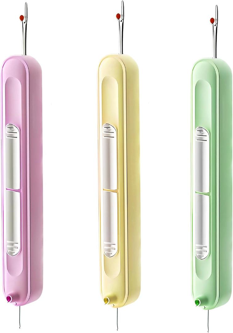 Upgraded 2 in 1 Needle Threaders Seam Ripper,Sewing Supplies,Multifunctional Sewing Tool, Quick Sewing Machine Loop Automatic Needle Threaders (3PCS-Purple,Green,Yellow)