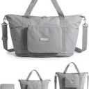 BAGSMART Foldable Travel Bag, 37L Expendable Personal Item Bag, Lightweight Weekender Bags for Women, Water Resistant Extra Carry on for Travel, Gray (Grey)
