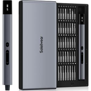 Mini Electric Screwdriver Set, Small Electric Precision Screwdriver with 5 Torque Levels, Max 0.75N.m, 500mAh Battery, 50-in-1 Cordless Power Screwdriver Kit for Laptop, Phone & Electronics Repair