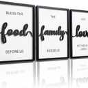 3D Wood Bless The Food Before Us Wall Decor, 36" x 16" Framed Kitchen Wall Art for Dining Room Wall Decor(Ready to Hang, 12x16 inches, Set of 3, Framed)