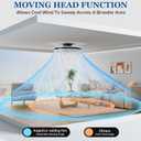 kejector Low Profile Ceiling Fan with Light,20 Inch Fandelier Ceiling Fans with Lights and Remote App Control,360Oscillation Bladeless Flush Mount LED Fan Light for Bedroom Living Dining Room