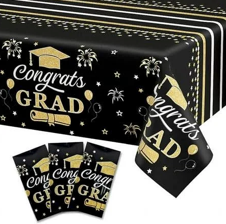 House of Party Graduation Tablecloth 3PCS | 54"x108" Maroon Congrats Grad Tablecloths | Graduation Tablecloth Class