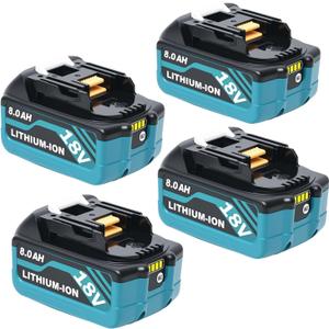 4-Pack 8000mAh Replace for Makita 18V Battery Compatible for Makita 18Volt Battery BL1860B BL1850B BL1840B BL1830B BL1815B Cordless Tools