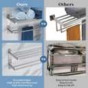 Bathroom Towel Rack with 24-Inch Multilayer Hotel Racks 304 Stainless Steel Towel Bar Shelf Wall-Mounted Brushed Finish Bar with Towel Shelves,2-Tier Bar Mounted