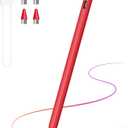 DRYMOKINI Stylus Pen for Touchscreen, Active Stylus Pen Compatible for Android and iOS Tablet/Phones, Rechargeable Universal Stylist Pencil Compatible for A-pple/i-Pad/Phone Tablet, Red