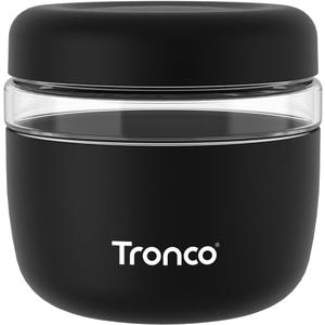 Tronco 24 oz Glass Lunch Bowl Container with Lid, Glass Food Containers, Leak & Spill Proof, Soup & Stew Food Storage Salad, Yogurt, Meal Prep, Airtight, Reusable, Dishwasher Safe, BPA-Free, Set of 1 (Black)