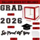 Graduation Decorations Class of 2026, Red and Black Graduation Decorations, Balloons Boxes (4PCS) with Letters 2026 GRAD So Proud of You, Congrats Grad Decorations for High School & College