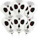 Yaahoony 4pcs White Skull Foil Balloons for Halloween Party Decorations, Halloween Birthday Decorations, Nightmare before Christmas Decor, skeleton party decorations for Teens and Adults