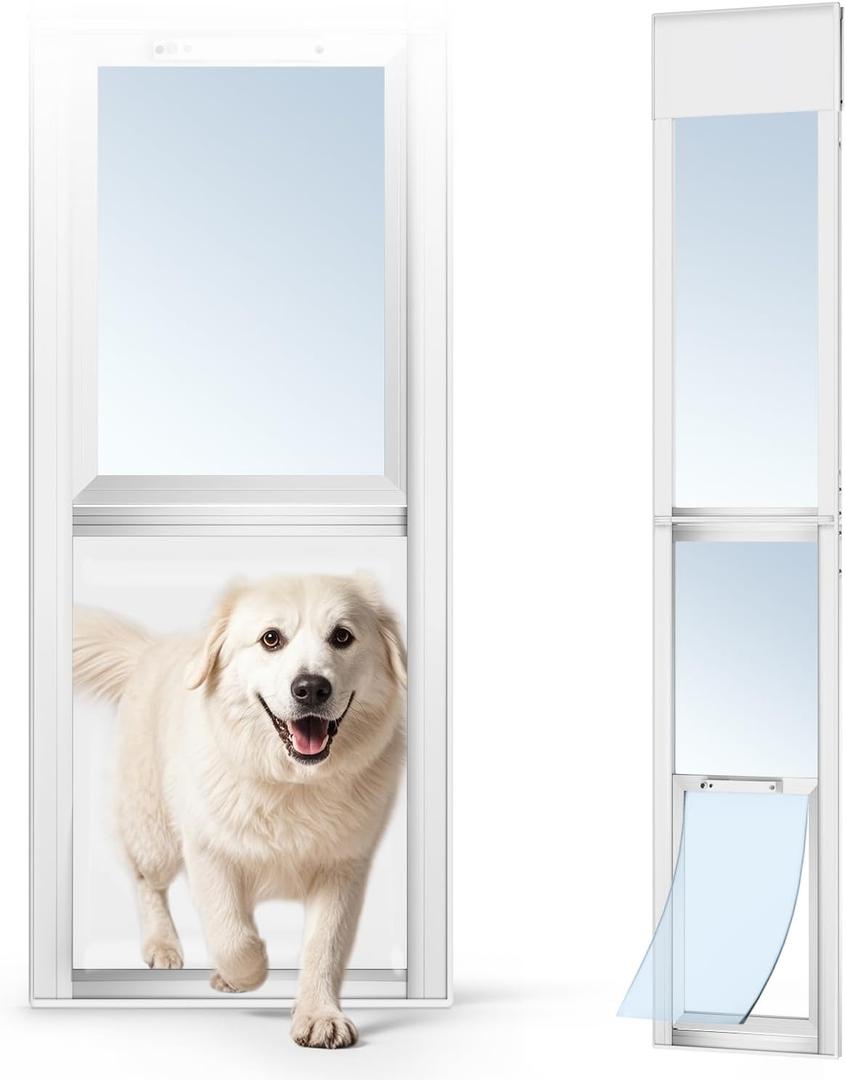 Dog Door for Sliding Glass Door with Lock, Doggy Door for Sliding Glass Doors Large Dog Up to 100 lb, Sliding Door Dog Door Insert, Adjustable Height 74.8" to 80.71", No-Cut Required & Easy Set Up