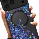 OOK Case for iPhone 17 Pro Max 6.9 Inch (Compatible with MagSafe) Purple Floral Flowers Lavender Design Translucent Phone Cover Soft TPU + Hard PC Anti-Scratch Shockproof Magnetic Cute Case for Women