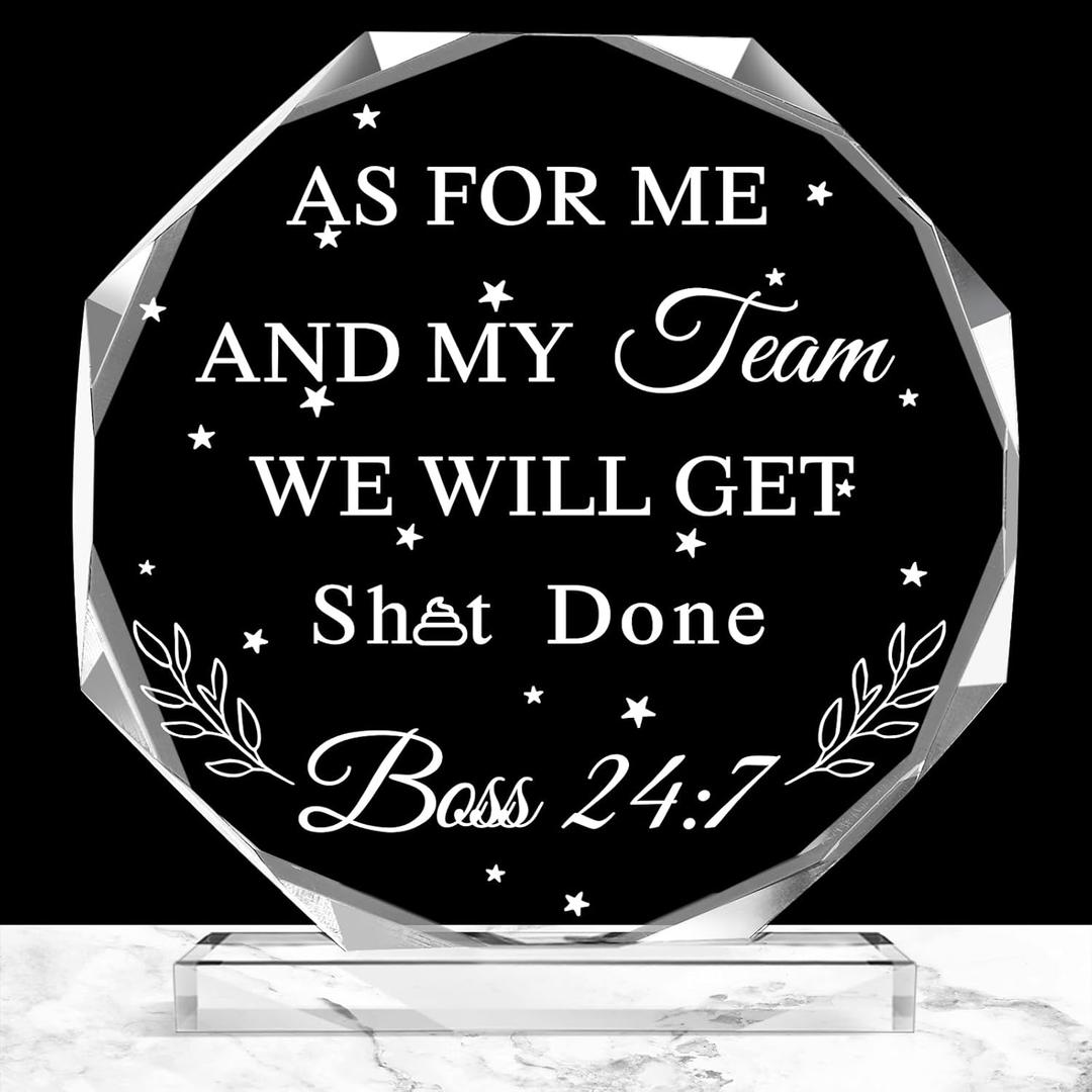 Soaoo Boss Gifts for Women Men, Valentines for Coworkers Employee Appreciation Gifts Acrylic Plaque, Desk Office Birthday Decor for Female Sign Lady Staff Leader Manager Desk Accessories(As for Me)