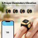 IQibla Smart Zikr Ring, Smart Ring Counter Waterproof Digital Counter & Vibration Reminder, Unisex Azan Alarm Clock Finger Counter for Muslims(18mm Black)