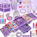 99 Pcs Kids Makeup Kit for Girls, Princess Toys Real Washable Cosmetics Set with Mirror, Hair Ties, Nails, Rings, Earrings, Necklace, Perfect for 3 4 5 6 7 8 Year Old Girls Birthday