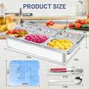 Countertop Ice Food Serving Display Tray with 6 Pan, Portable Salad Bar Buffet Station for Home, Cold Food Buffet Server, Pizza Topping Station, Cold Buffet Table Serving Station for Party