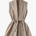 Women's Sleeveless Long Cardigan Sweaters Vest Dressy Fall Casual Open Tie Front Lightweight Cardigan Trendy XL