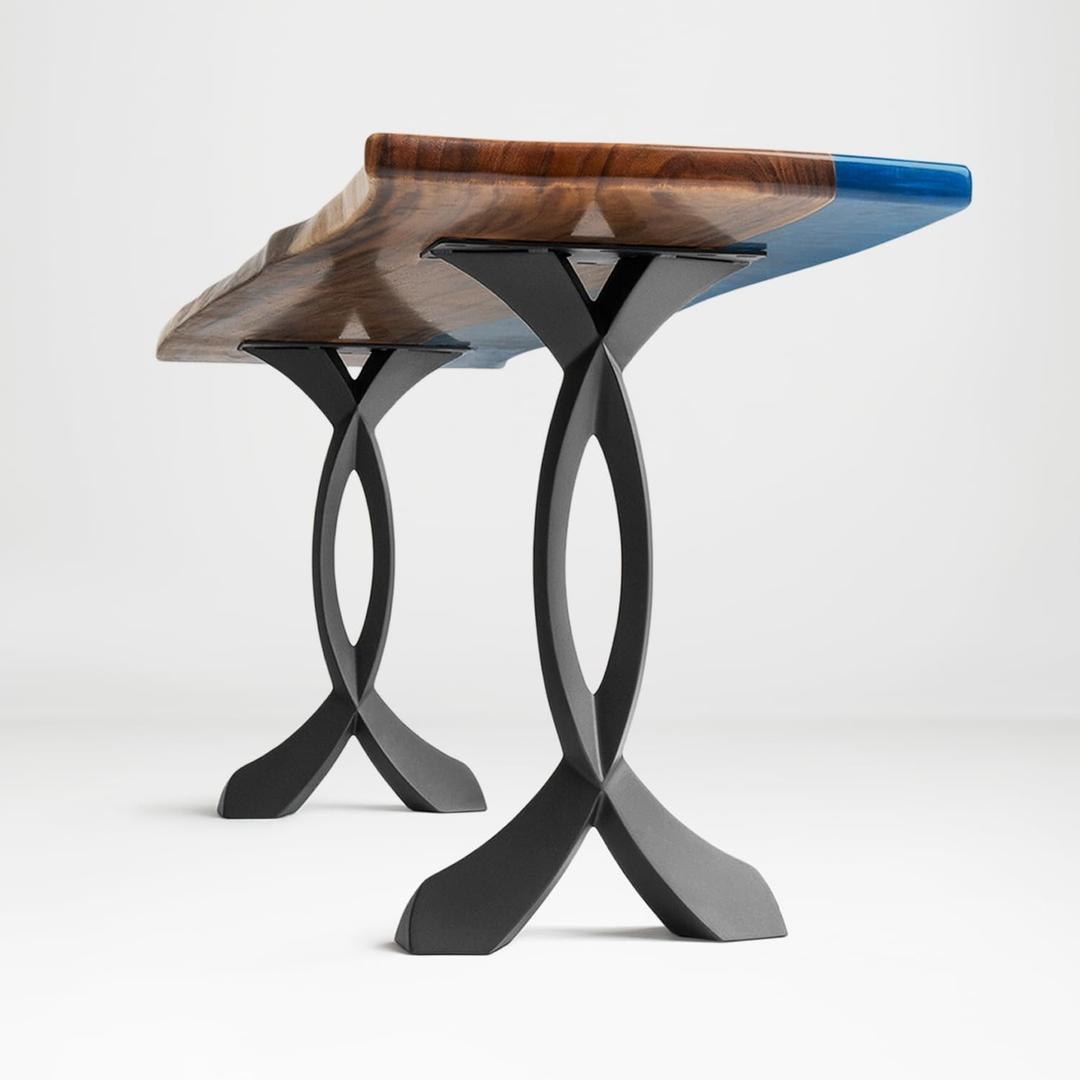 Flowyline 28" H 207 Curva Handcrafted Black Metal Table Legs and Bases for Console Tables | Steel Desk Legs | Rust-Resistant, Adjustable Furniture Legs | DIY Mid-Century Modern | Indoor/Outdoor