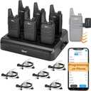 TIDRADIO TD-M8s Radios Walkie Talkies for Adults Long Range,Rechargeable Two Way Radio with Earpieces,6 Way Multi Gang Charger and Wireless Programmer,for School Church Restaurant Business (6 Pack)