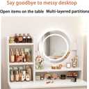 MONGMON Dressing Table,Makeup Table with Drawers, Vanity Desk with Mirror and led Lights,3 Lighting Mode,Makeup Vanity Desk,Multifunctional Makeup Writing Desk for Bedroom (White), 68742, 31.5 inches x 13.39 inches x 49.21 inches