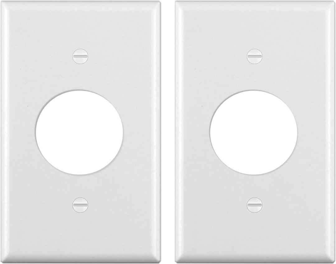 BESTTEN 2 Pack 1-Gang 1.406-Inch Hole Wall Plate for Single Receptacle Outlet, Unbreakable Polycarbonate Outlet Cover, Standard Size, UL Listed, White