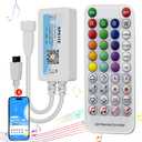 PAUTIX Bluetooth Music Pixel LED Smart Controller SP611E,for WS2811 WS2812 SM16703 Addressable Dream Color LED Strip Pixels Light DC5V-24V APP/IR Remote Control(NOT for RGB LED Strip without Smart IC)